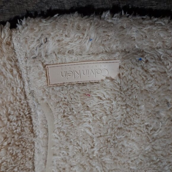 Calvin Klein Full Zip Sherpa Vest Jacket Women Size Large Tan Fleece - Picture 8 of 15